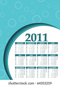 vector illustration of calender for new year 2011