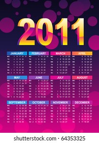 vector illustration of calender for new year 2011
