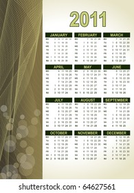 vector illustration of calender for new year 2011