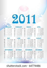 ilustración vectorial del calendario para el nuevo año 2011