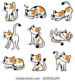 Vector Illustration of Calico Cats