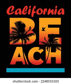 Vector illustration California beach, print for clothes, sticker, baner. Vector elements.