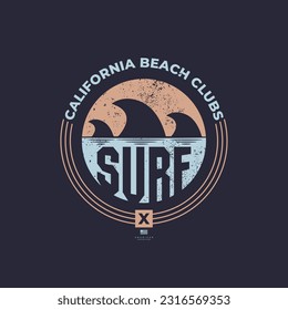 Vector illustration  California dreaming. Grunge background. Typography, t-shirt graphics, poster, print, banner, flyer, postcard