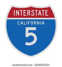 Vector illustration of the California Interstate 5 road sign