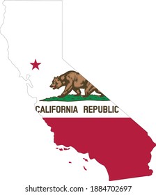 vector illustration of California map and flag