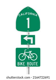 Vector illustration of the California State Highway road sign on metallic post