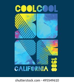 vector illustration of a California surf design for t-shirts,vintage design