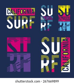 vector illustration of a California surfing design for t-shirts,vintage graphics for t-shirt designs