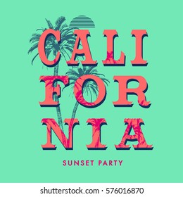 Vector illustration. California typography, t-shirt graphics, poster, print, banner, postcard.