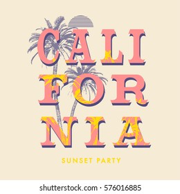 Vector illustration. California typography, t-shirt graphics, poster, print, banner, postcard.