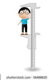 Vector illustration calipers boy on a white background
