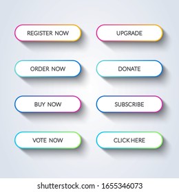 Vector illustration call to action buttons set. Button with colorful gradient.