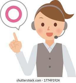 A vector illustration of a call center operator