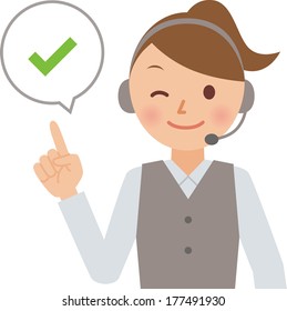A vector illustration of a call center operator