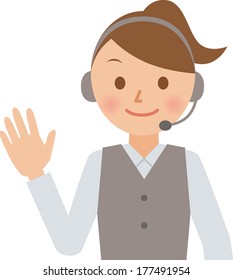 A vector illustration of a call center operator