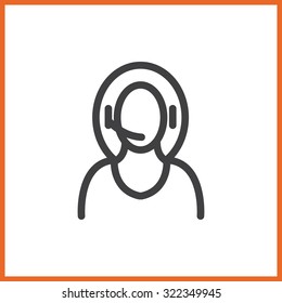 vector illustration of call center operator  icon. line flat