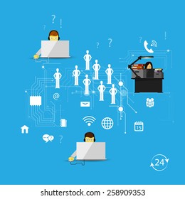 Vector illustration call center support flat icons