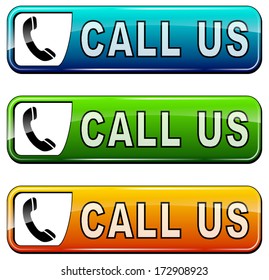 vector illustration of "call us" buttons on white background