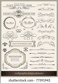 Vector illustration of calligraphic design elements and page decoration