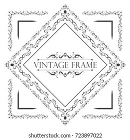 vector illustration of calligraphic elements decorative vintage frame border
