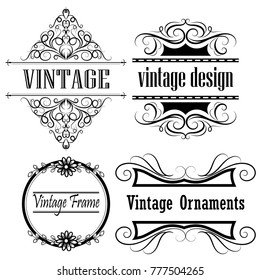 vector illustration of calligraphic elements decorative vintage frame border