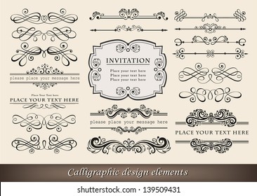 Vector illustration of calligraphic elements and page decoration