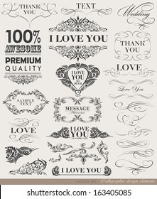 Vector illustration of calligraphic elements and page decoration/ old style