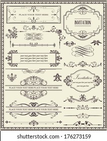 Vector illustration of calligraphic elements and page decoration