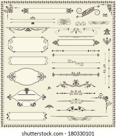 Vector illustration of calligraphic elements and page decoration