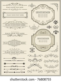 Vector illustration of calligraphic elements and page decoration