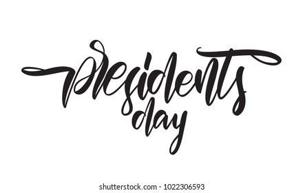 Vector illustration: Calligraphic hand lettering composition of Presidents Day 