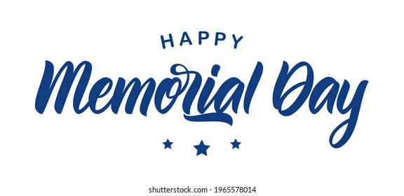 Vector illustration: Calligraphic lettering composition of Happy Memorial Day on white background.