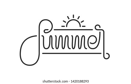 Vector illustration: Calligraphic line lettering of Summer  on white background.