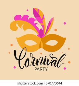 Vector illustration. Calligraphy brush. Lettering. The word: "Carnival".