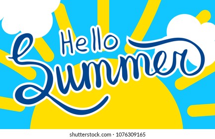 Vector illustration. Calligraphy. Hand drawn lettering. hello summer