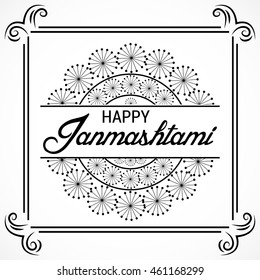 Vector illustration of a Calligraphy for Happy Janmashtami.