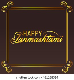 Vector illustration of a Calligraphy for Happy Janmashtami.