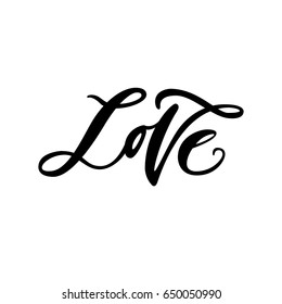 Vector illustration. Calligraphy. Lettering. Word: "Love"