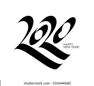 Vector illustration: Calligraphy of numbers 2020. Happy New Year.