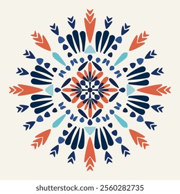 Vector illustration Calm and elegant art pattern with blooming flowers in bright and delicate hues. Classic, original design pattern. Handmade, fabric, background, carpet, wallpaper, textile, ceramic.