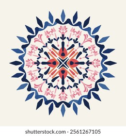 Vector illustration Calm and elegant art pattern with blooming flowers in bright and delicate hues. Classic, original design pattern. Handmade, fabric, background, carpet, wallpaper, textile, ceramic.