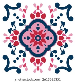 Vector illustration. Calm and elegant artwork with blooming flowers in bright, elegant, classic, and delicate shades. Traditional design patterns for tiles, fabric, backgrounds, carpets, wallpapers.