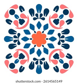 Vector illustration. Calm and elegant artwork with blooming flowers in bright, elegant, classic, and delicate shades. Traditional design patterns for tiles, fabric, backgrounds, carpets, wallpapers.