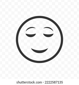 Vector illustration of calm expression emoticons. icon in dark color for website design .Simple design on transparent background (PNG).