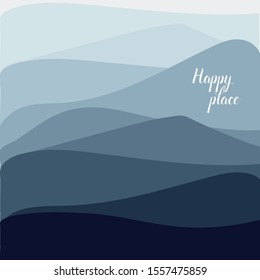 vector illustration of calm indigo mountain hills nature landscape