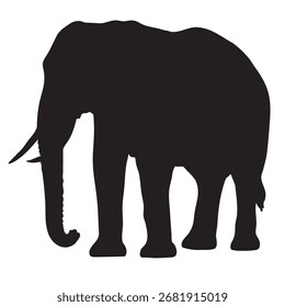 Ilustración vectorial de una silueta de elefante africano de pie tranquilo, diseño de logotipo