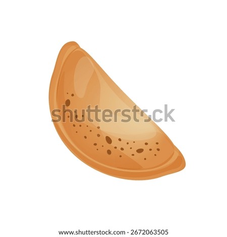 Vector illustration of calzone pizza in flat detailed style. Isolated design of traditional Italian cuisine dish with for delivery, pizzeria, restaurant advertisement or menu