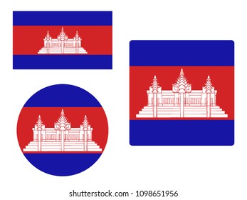 Vector illustration of Cambodia Flag Set