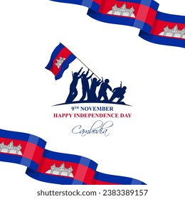 Vector illustration of Cambodia Independence Day social media feed template