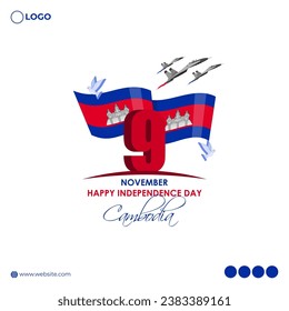 Vector illustration of Cambodia Independence Day social media feed template